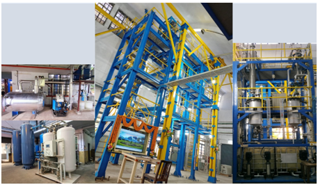 1.5 TPD Oxy-Blown Pressurized Fluidized Bed Gasification (PFBG) Pilot Plant Facility: Used to test the gasification performance of high ash coal, biomass, washery reject and their blends at temperature & pressure up to 1050 oC& 10 kg/cm2 and fuel feed rate up to 60 kg/h.